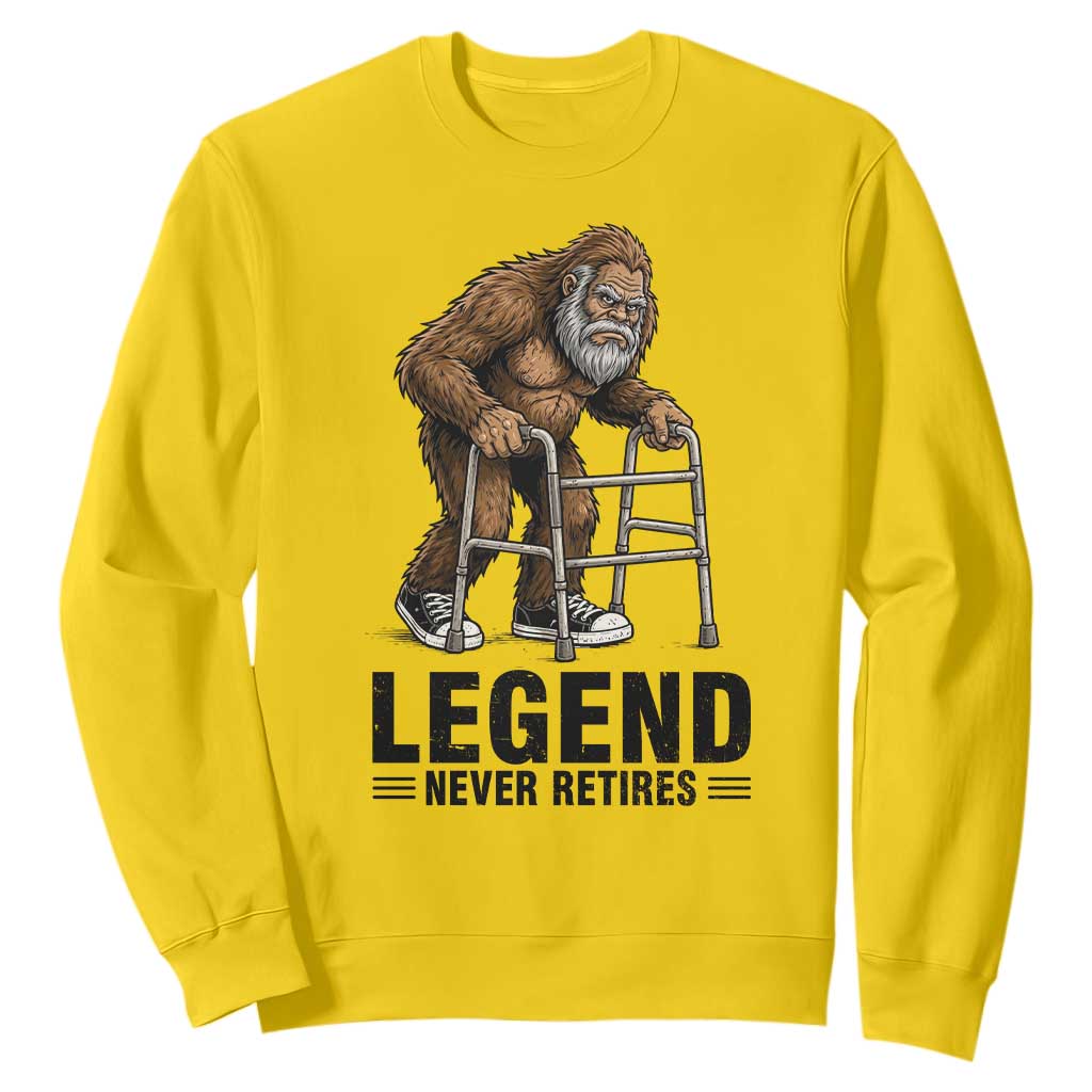 Funny Old Bigfoot Retirement Gift Sweatshirt Legend Never Retires