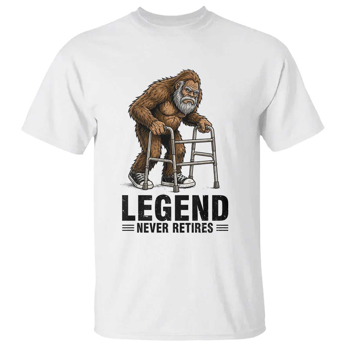 Funny Old Bigfoot Retirement Gift T Shirt Legend Never Retires