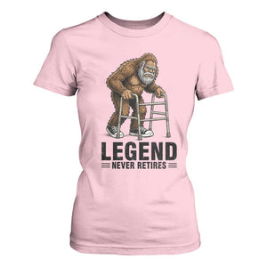 Funny Old Bigfoot Retirement Gift T Shirt For Women Legend Never Retires