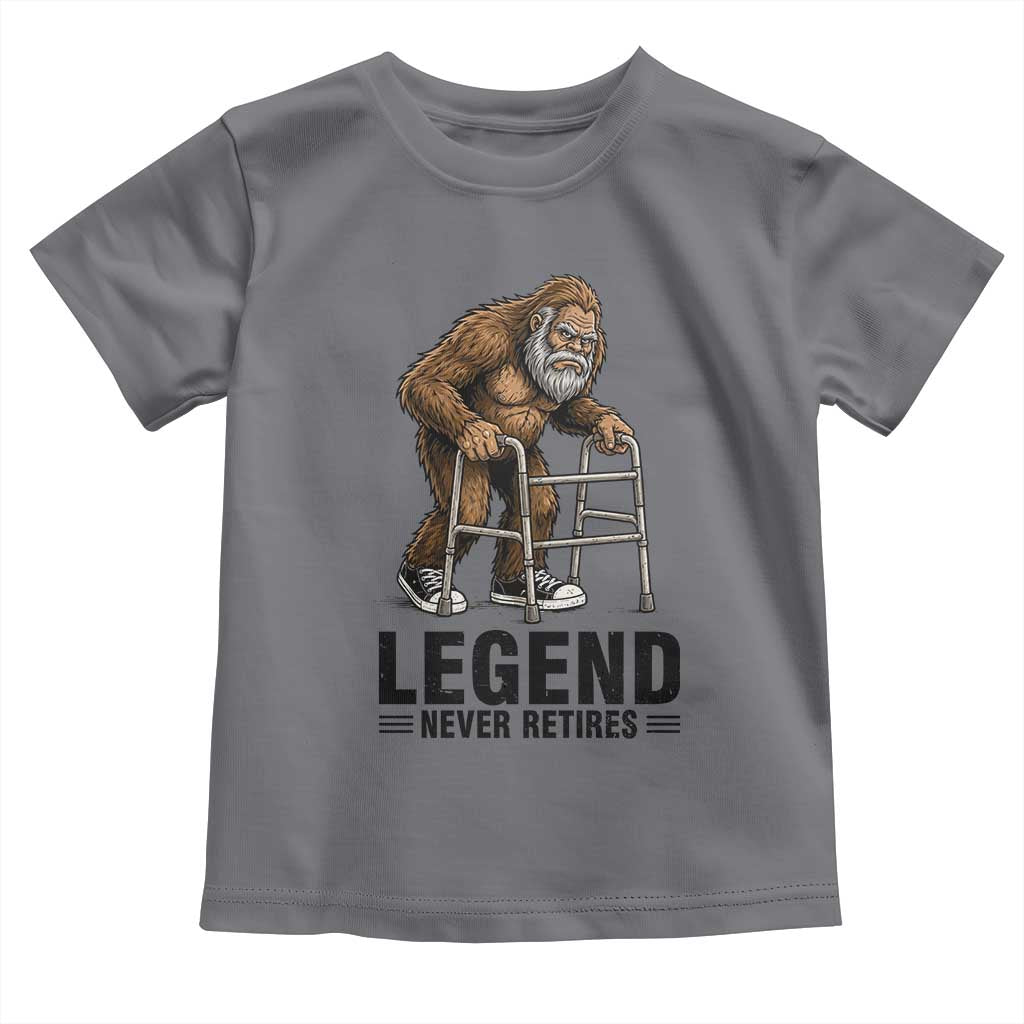 Funny Old Bigfoot Retirement Gift Toddler T Shirt Legend Never Retires TS12 Charcoal Print Your Wear