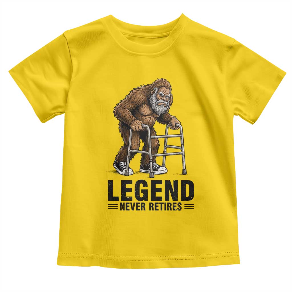 Funny Old Bigfoot Retirement Gift Toddler T Shirt Legend Never Retires TS12 Daisy Print Your Wear