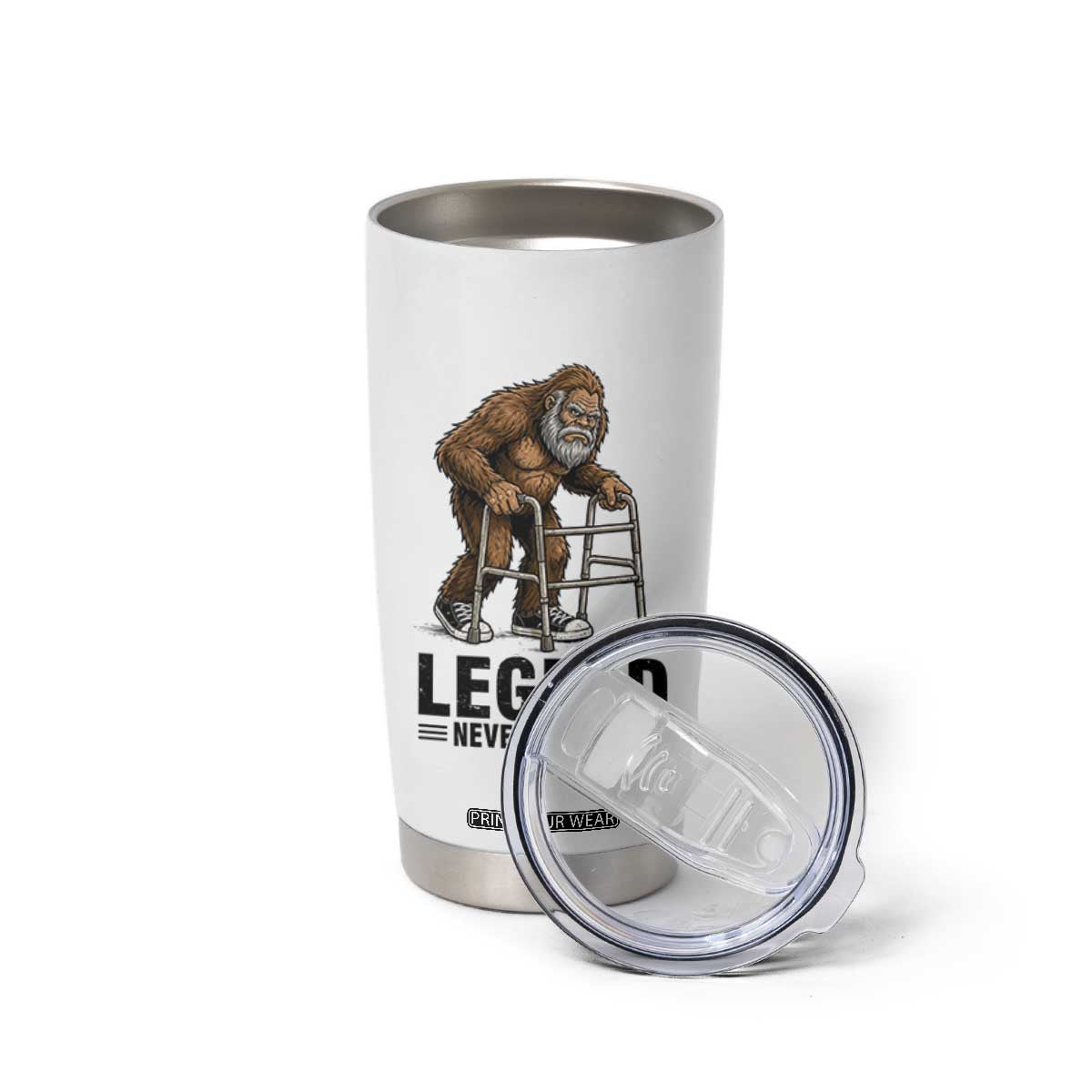 Funny Old Bigfoot Retirement Gift Tumbler Cup Legend Never Retires