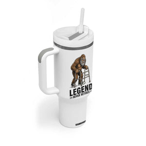 Funny Old Bigfoot Retirement Gift Tumbler With Handle Legend Never Retires