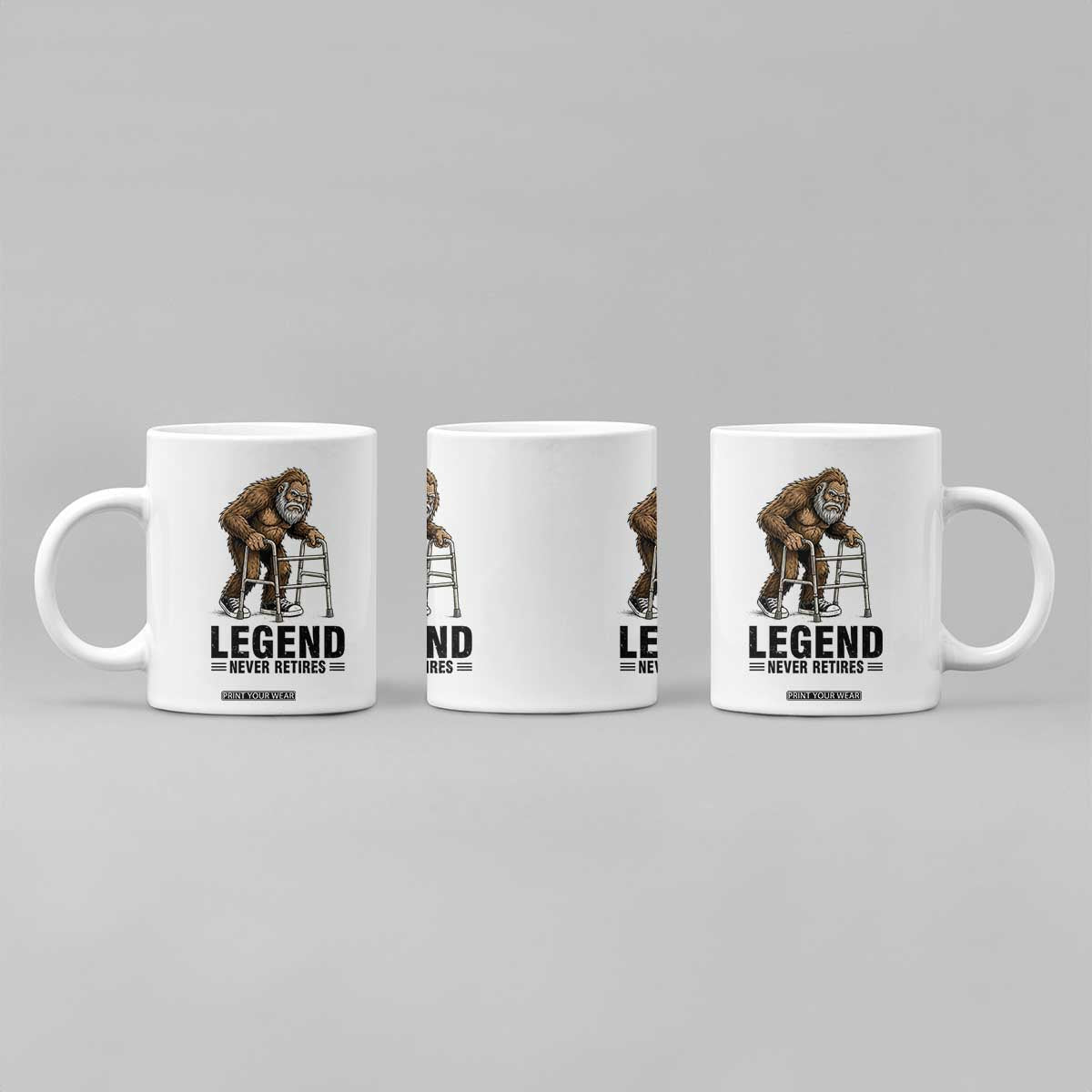 Funny Old Bigfoot Retirement Gift Coffee Mug Legend Never Retires