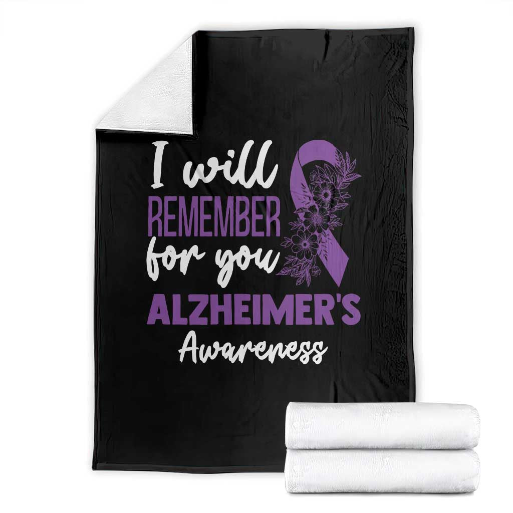 Alzheimers Caregiver Support Purple Ribbon Throw Blanket I Will Remember For You TS12 Black Print Your Wear