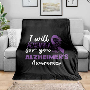 Alzheimers Caregiver Support Purple Ribbon Throw Blanket I Will Remember For You