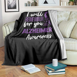Alzheimers Caregiver Support Purple Ribbon Throw Blanket I Will Remember For You
