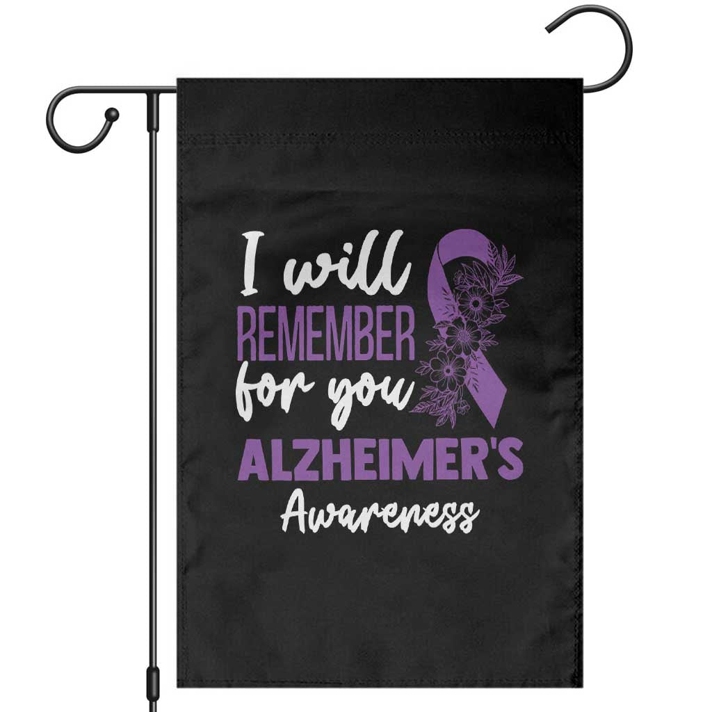 Alzheimers Caregiver Support Purple Ribbon Garden Flag I Will Remember For You TS12 Black Print Your Wear