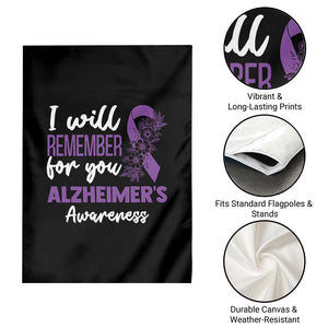Alzheimers Caregiver Support Purple Ribbon Garden Flag I Will Remember For You