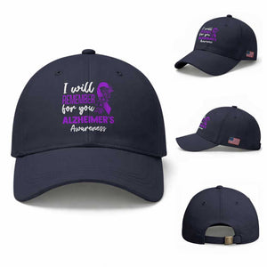 Alzheimers Caregiver Support Purple Ribbon Baseball Cap I Will Remember For You