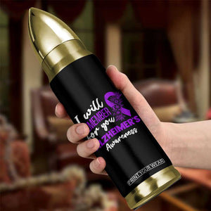 Alzheimers Caregiver Support Purple Ribbon Bullet Tumbler I Will Remember For You
