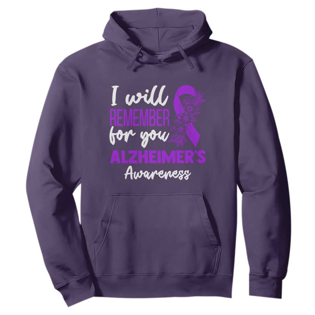 Alzheimers Caregiver Support Purple Ribbon Hoodie I Will Remember For You TS12 Purple Print Your Wear