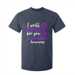 Alzheimers Caregiver Support Purple Ribbon T Shirt For Kid I Will Remember For You