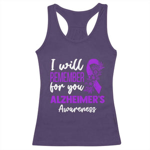 Alzheimers Caregiver Support Purple Ribbon Racerback Tank Top I Will Remember For You