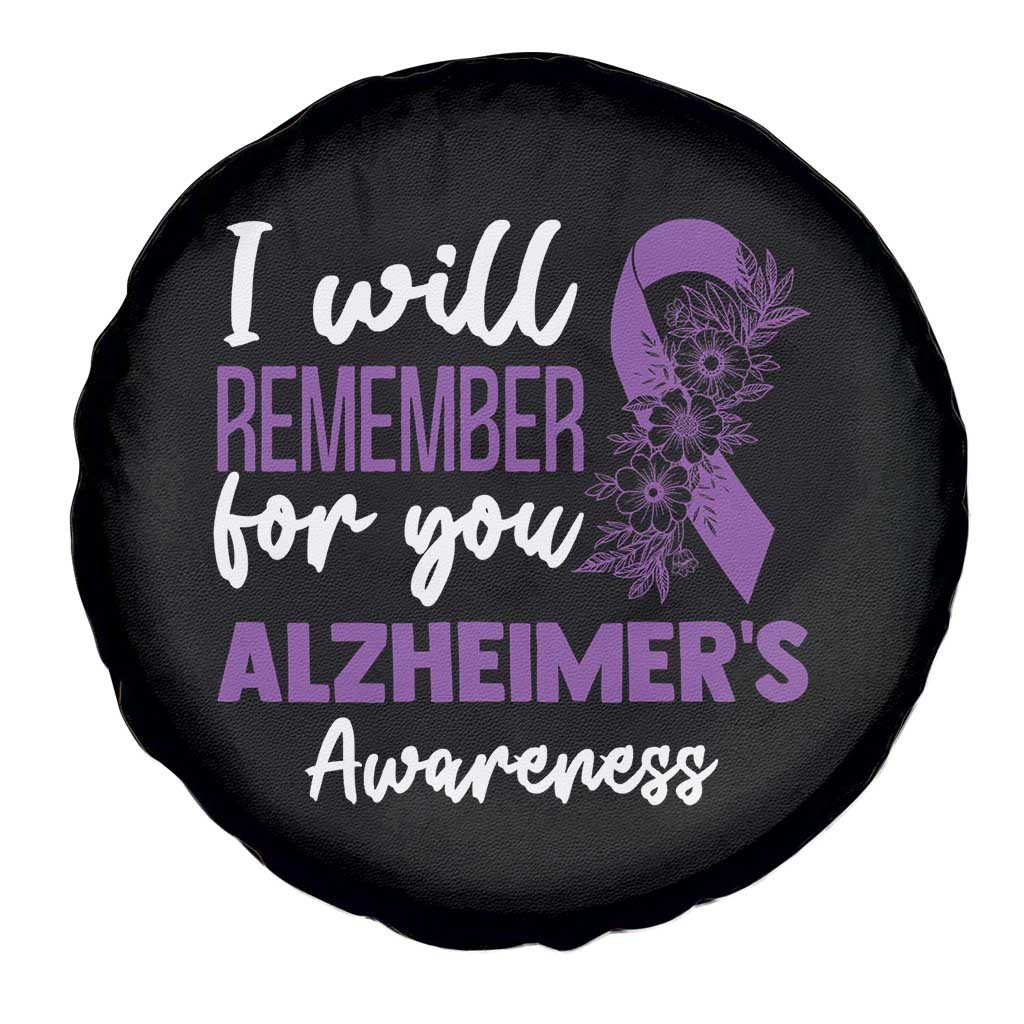 Alzheimers Caregiver Support Purple Ribbon Spare Tire Cover I Will Remember For You