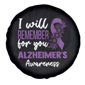 Alzheimers Caregiver Support Purple Ribbon Spare Tire Cover I Will Remember For You