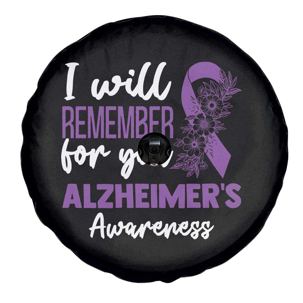Alzheimers Caregiver Support Purple Ribbon Spare Tire Cover I Will Remember For You