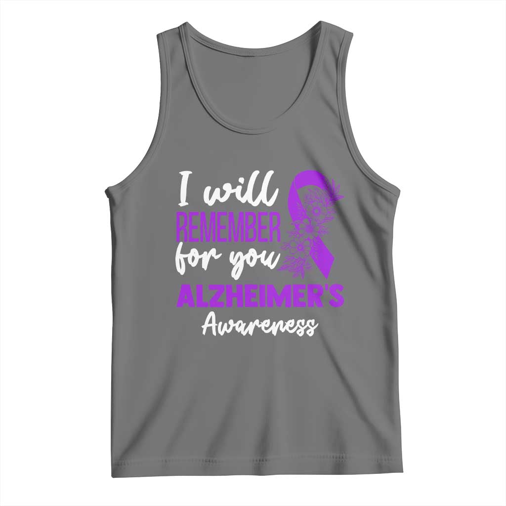 Alzheimers Caregiver Support Purple Ribbon Tank Top I Will Remember For You