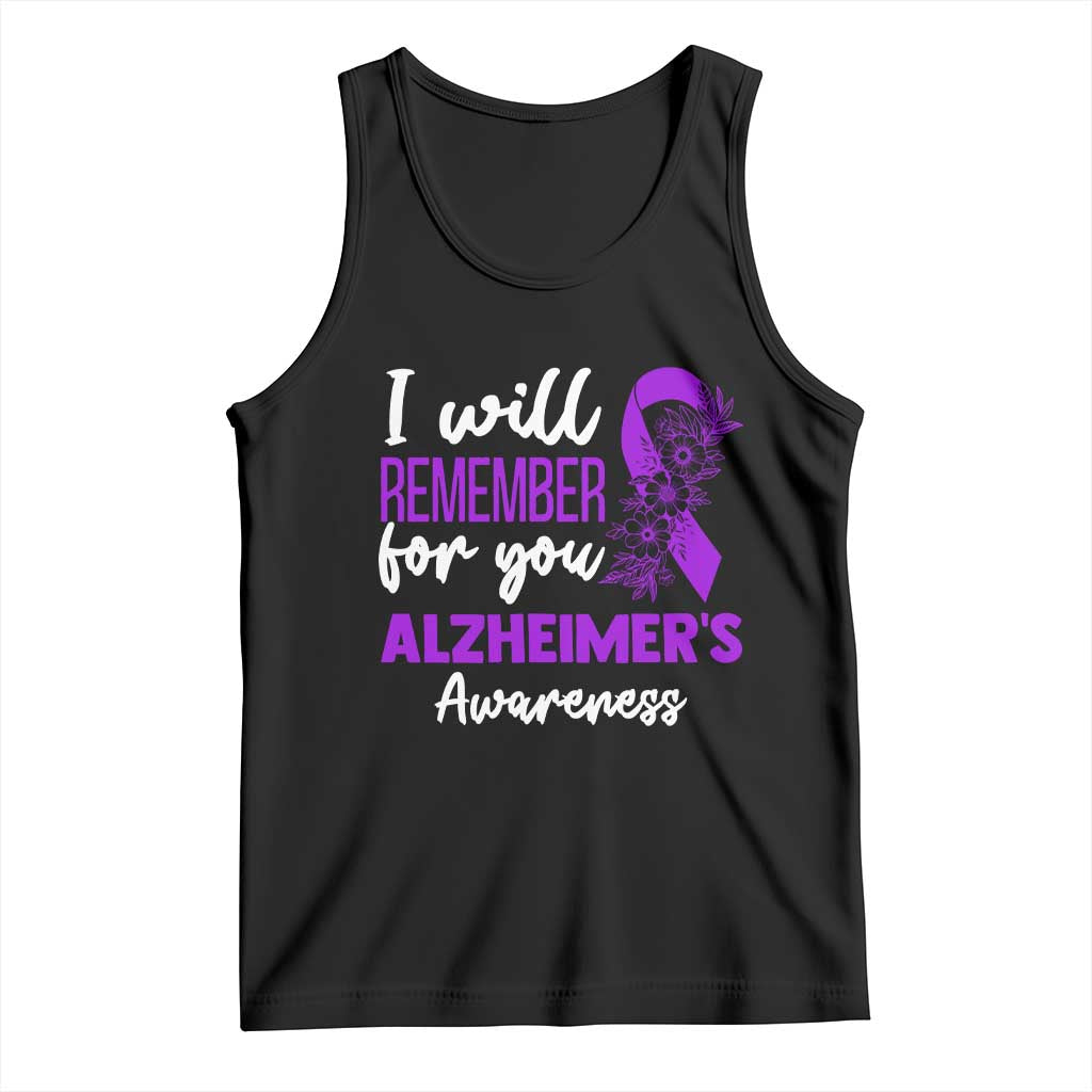 Alzheimers Caregiver Support Purple Ribbon Tank Top I Will Remember For You TS12 Black Print Your Wear