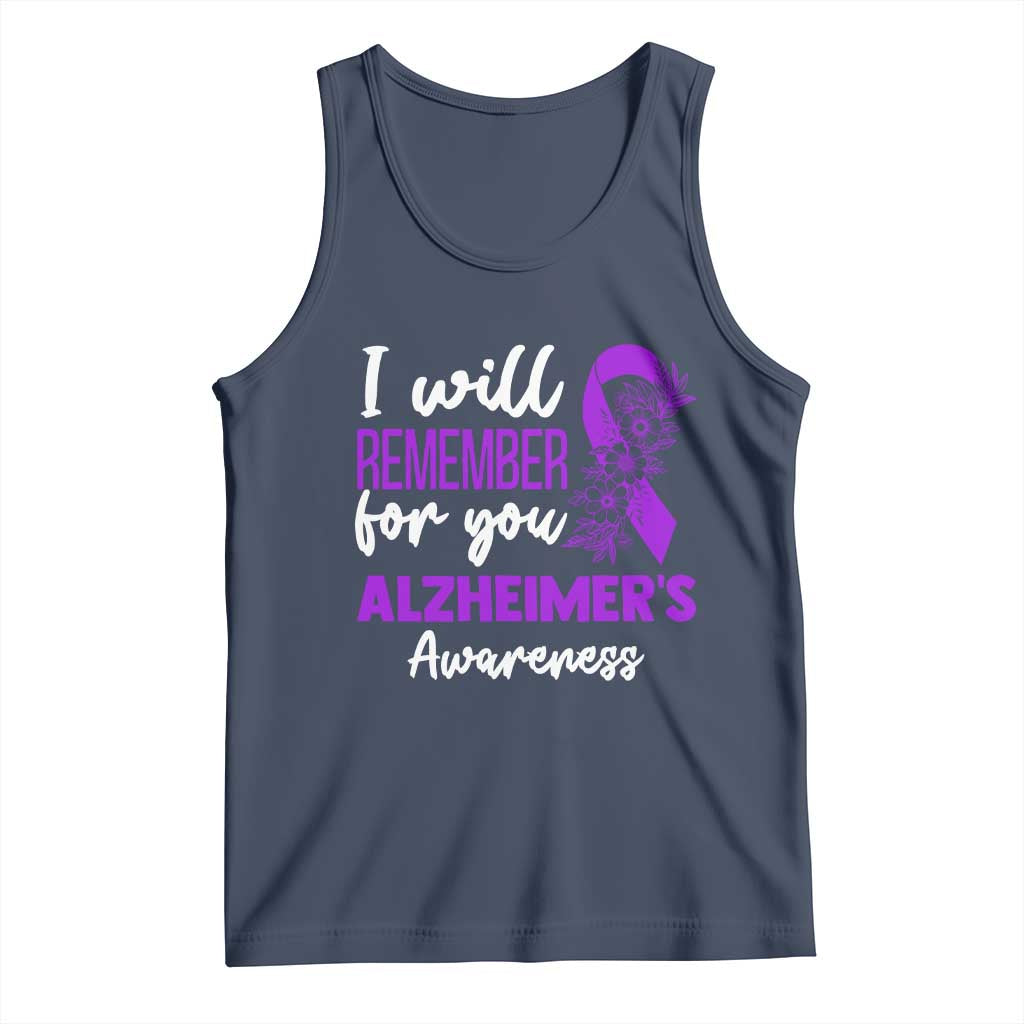 Alzheimers Caregiver Support Purple Ribbon Tank Top I Will Remember For You