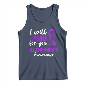 Alzheimers Caregiver Support Purple Ribbon Tank Top I Will Remember For You