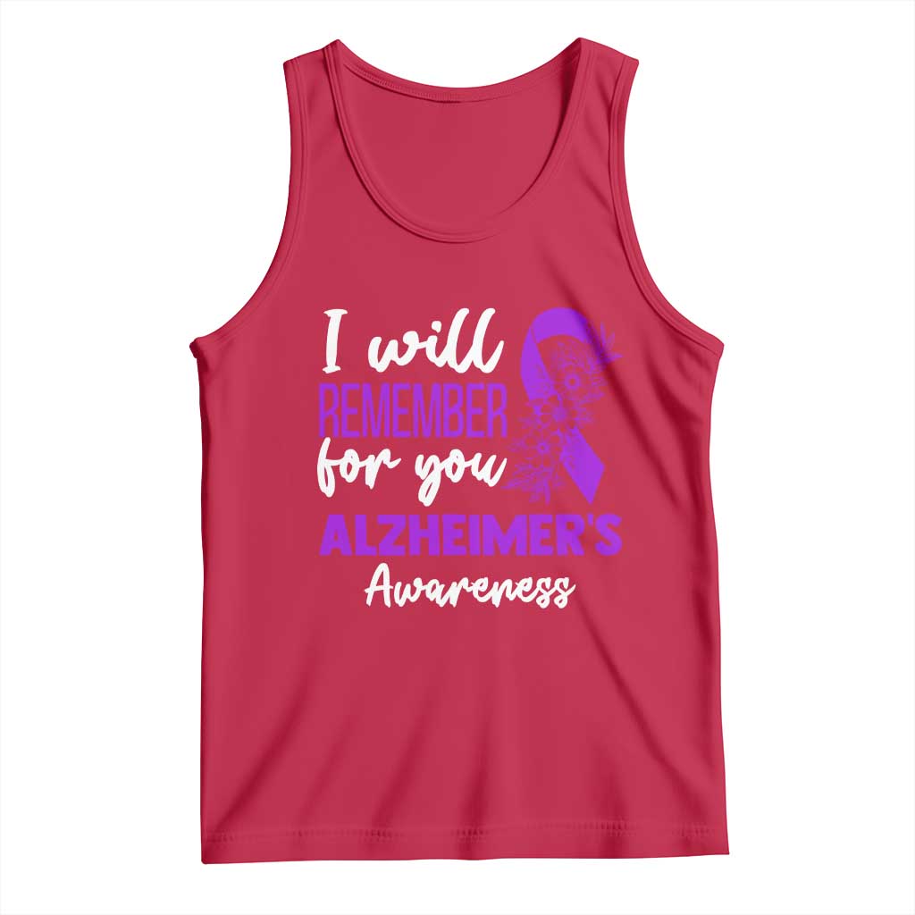 Alzheimers Caregiver Support Purple Ribbon Tank Top I Will Remember For You