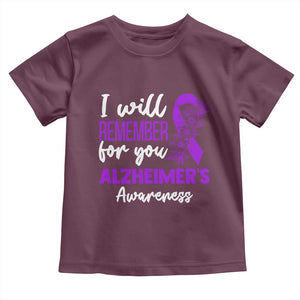 Alzheimers Caregiver Support Purple Ribbon Toddler T Shirt I Will Remember For You