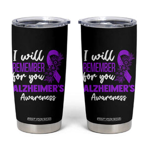 Alzheimers Caregiver Support Purple Ribbon Tumbler Cup I Will Remember For You