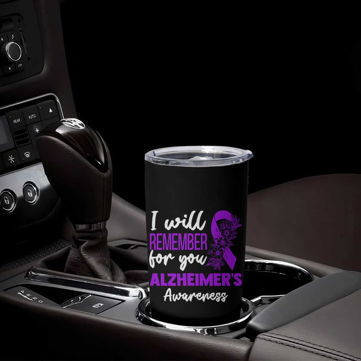 Alzheimers Caregiver Support Purple Ribbon Tumbler Cup I Will Remember For You