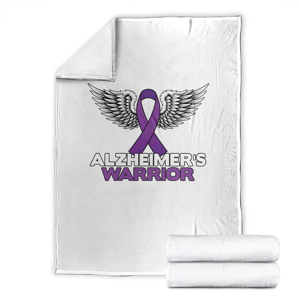 Alzheimers Warrior Throw Blanket Purple Ribbon Angel Wings Memory Support Gift TS12 White Print Your Wear
