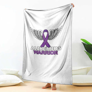 Alzheimers Warrior Throw Blanket Purple Ribbon Angel Wings Memory Support Gift