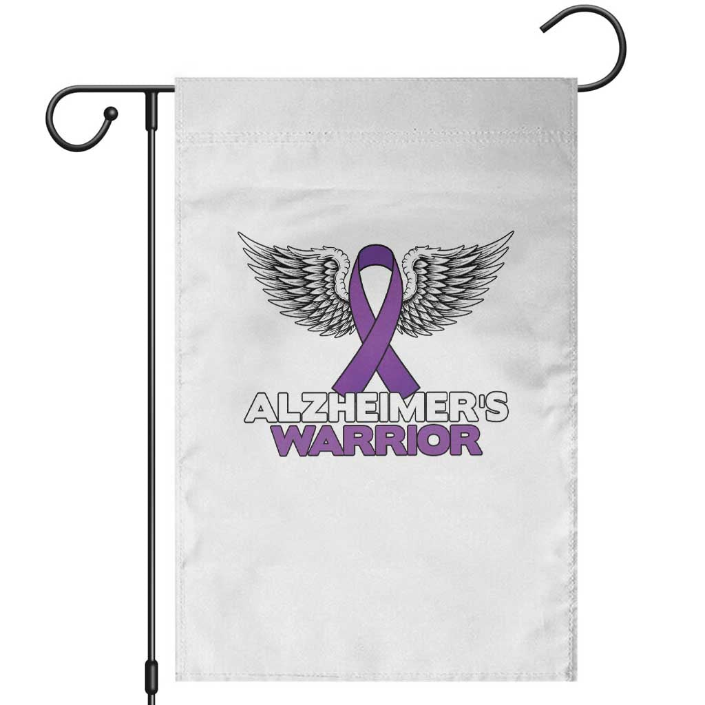 Alzheimers Warrior Garden Flag Purple Ribbon Angel Wings Memory Support Gift TS12 White Print Your Wear