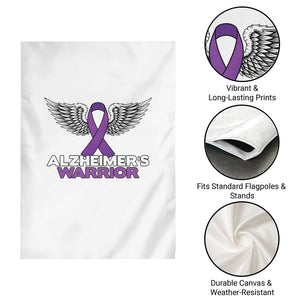 Alzheimers Warrior Garden Flag Purple Ribbon Angel Wings Memory Support Gift