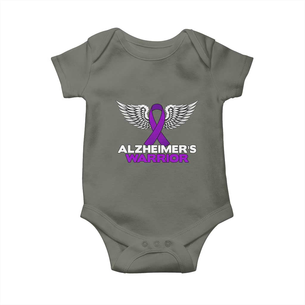 Alzheimers Warrior Baby Onesie Purple Ribbon Angel Wings Memory Support Gift
