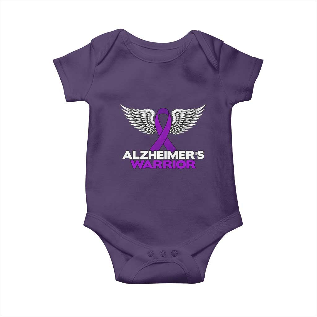 Alzheimers Warrior Baby Onesie Purple Ribbon Angel Wings Memory Support Gift TS12 Purple Print Your Wear