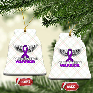 Alzheimers Warrior Ceramic Ornament Purple Ribbon Angel Wings Memory Support Gift