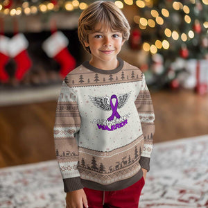 Alzheimers Warrior Ugly Christmas Sweater Purple Ribbon Angel Wings Memory Support Gift
