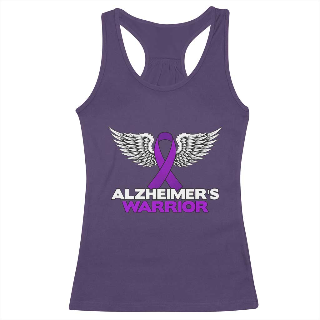 Alzheimers Warrior Racerback Tank Top Purple Ribbon Angel Wings Memory Support Gift TS12 Purple Print Your Wear