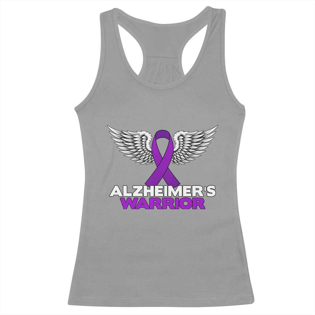 Alzheimers Warrior Racerback Tank Top Purple Ribbon Angel Wings Memory Support Gift