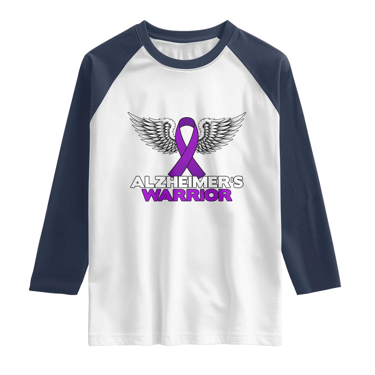 Alzheimers Warrior Raglan Shirt Purple Ribbon Angel Wings Memory Support Gift