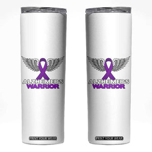 Alzheimers Warrior Skinny Tumbler Purple Ribbon Angel Wings Memory Support Gift