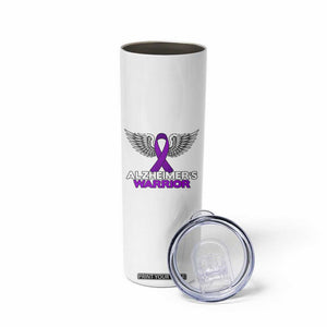 Alzheimers Warrior Skinny Tumbler Purple Ribbon Angel Wings Memory Support Gift