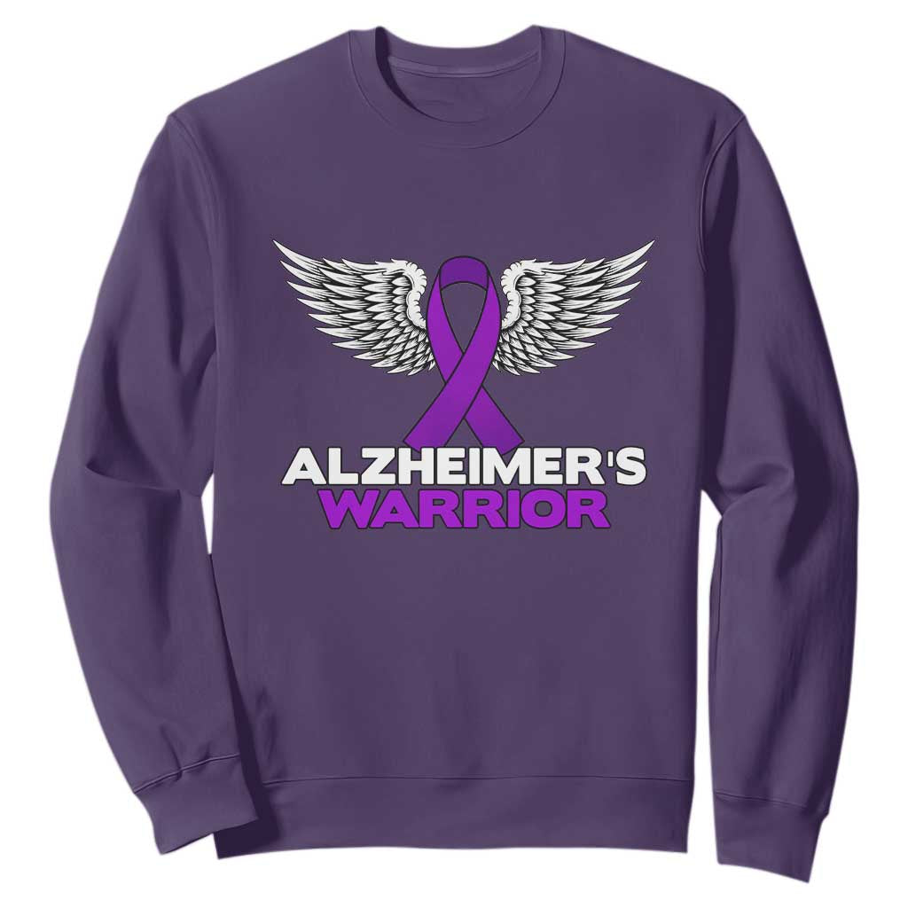 Alzheimers Warrior Sweatshirt Purple Ribbon Angel Wings Memory Support Gift