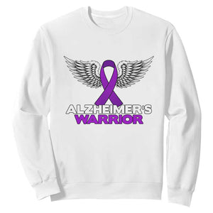 Alzheimers Warrior Sweatshirt Purple Ribbon Angel Wings Memory Support Gift