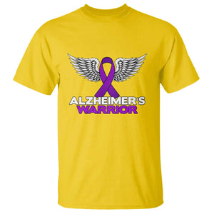 Alzheimers Warrior T Shirt Purple Ribbon Angel Wings Memory Support Gift