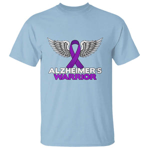 Alzheimers Warrior T Shirt Purple Ribbon Angel Wings Memory Support Gift