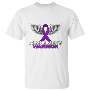 Alzheimers Warrior T Shirt Purple Ribbon Angel Wings Memory Support Gift
