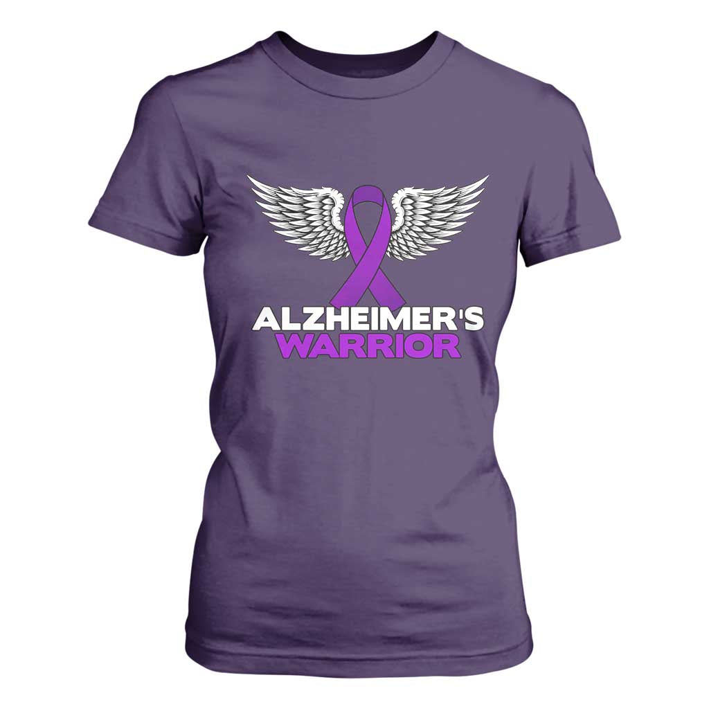 Alzheimers Warrior T Shirt For Women Purple Ribbon Angel Wings Memory Support Gift TS12 Purple Print Your Wear