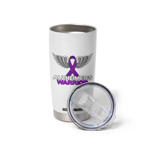Alzheimers Warrior Tumbler Cup Purple Ribbon Angel Wings Memory Support Gift