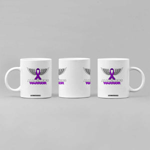 Alzheimers Warrior Coffee Mug Purple Ribbon Angel Wings Memory Support Gift